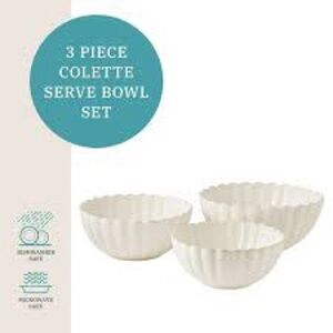 NWT The Pioneer Woman Colette Linen Scalloped Serving Bowl Set Of 3